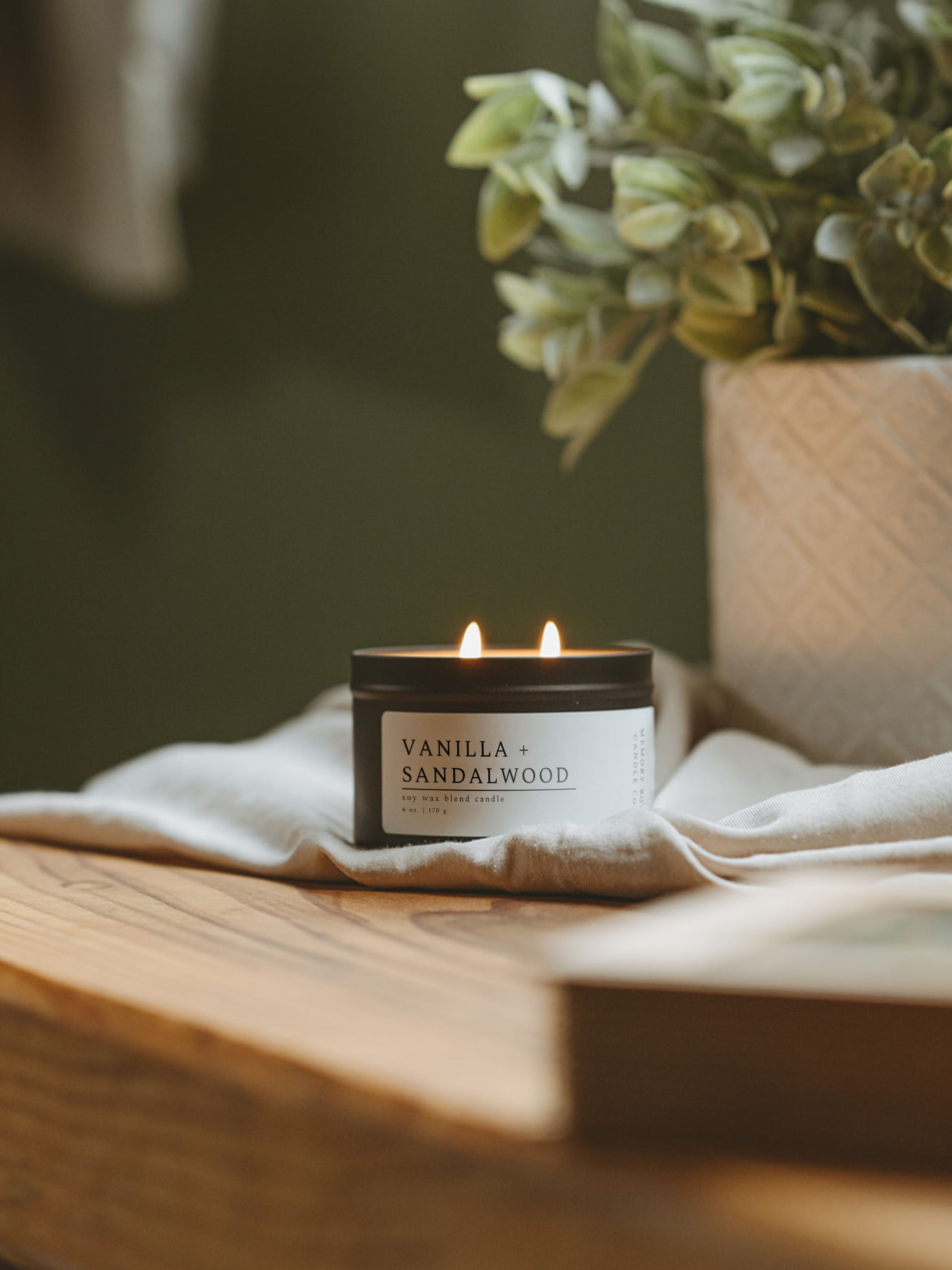 Vanilla + Sandalwood 6 oz. Candle – Memory Box Candle Co.