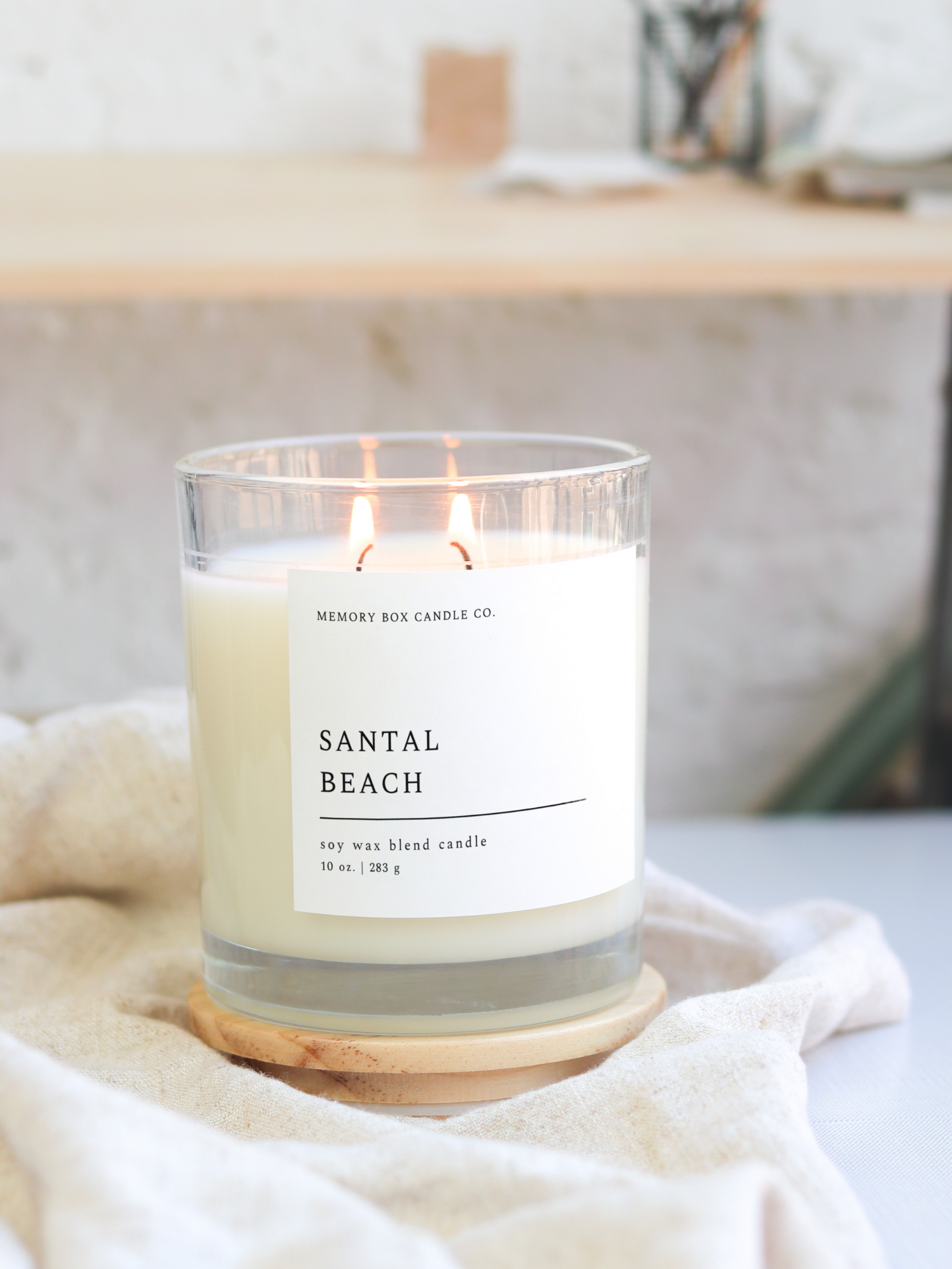 Santal + Coconut Soy Wax Blend Scented Candle, Beach Candle